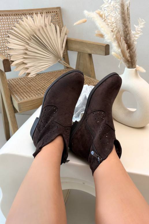 Botins femininos com salto largo S.Barski HY61-8026 na cor chocolate