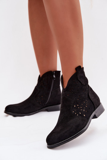 Botins femininos com salto largo S.Barski HY61-8026 na cor preta