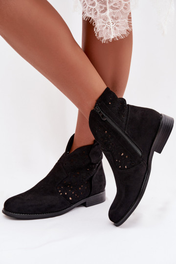Botins femininos com salto largo S.Barski HY61-8026 na cor preta 2