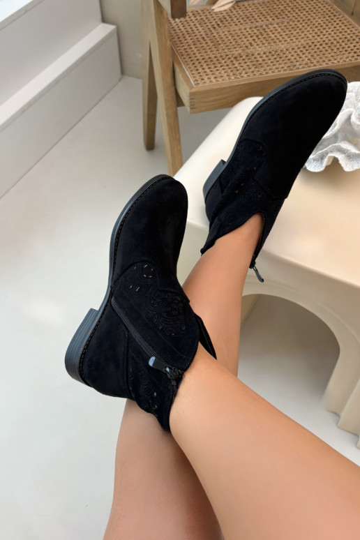 Botins femininos com salto largo S.Barski HY61-8026 na cor preta