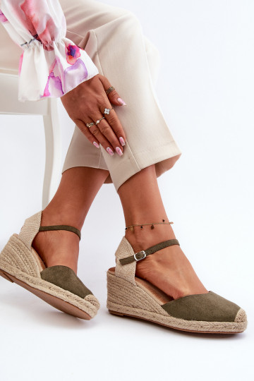 de camurça sandálias alpercatas com uma plataforma cor verde Cammer 2