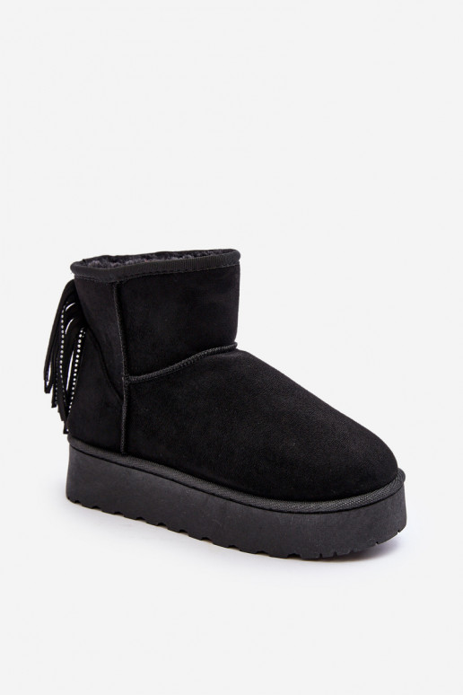 Feminino Botas de neve com uma plataforma com franjas cor preta Lirico
