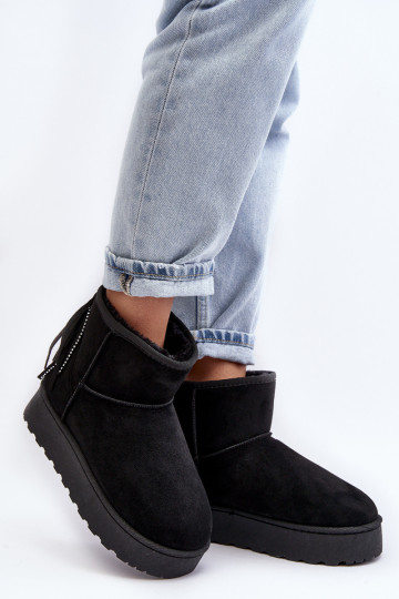 Botas de neve femininas Lirico com plataforma e franjas na cor preta 2