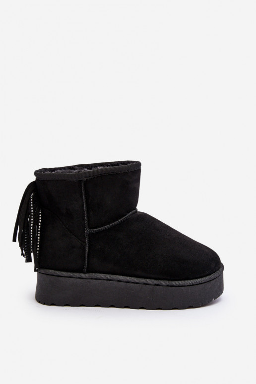Feminino Botas de neve com uma plataforma com franjas cor preta Lirico
