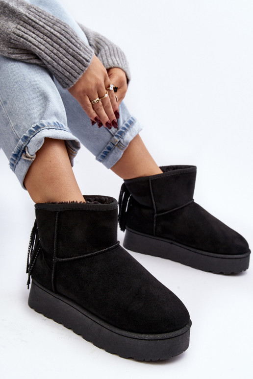 Feminino Botas de neve com uma plataforma com franjas cor preta Lirico