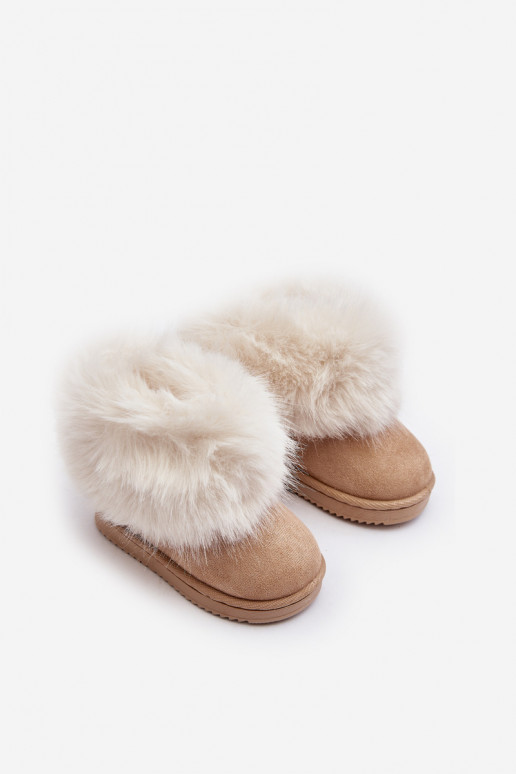 Botas quentes de inverno para crianças com um casaco de pele bege Nohie