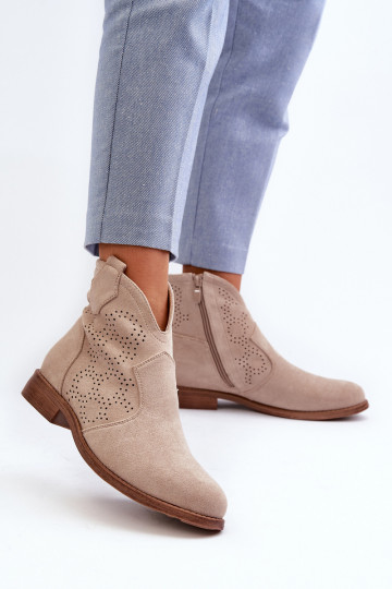 Botas a céu aberto Feminino com salto largo cor de marfim S.Barski HY66-151