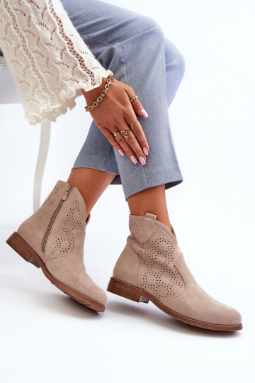 Botas a céu aberto Feminino com salto largo cor de marfim S.Barski HY66-151 2
