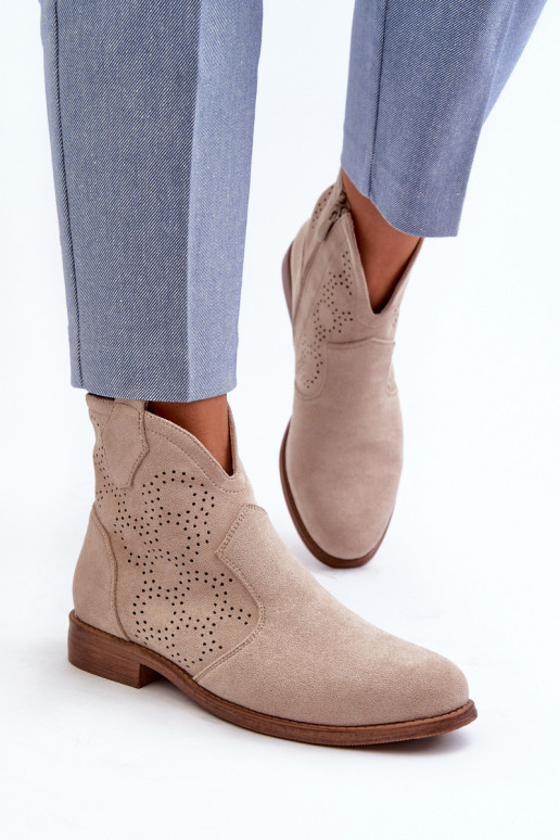 Botas a céu aberto Feminino com salto largo cor de marfim S.Barski HY66-151