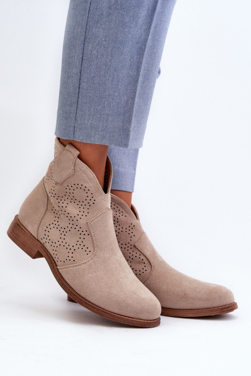 Botas a céu aberto Feminino com salto largo cor de marfim S.Barski HY66-151