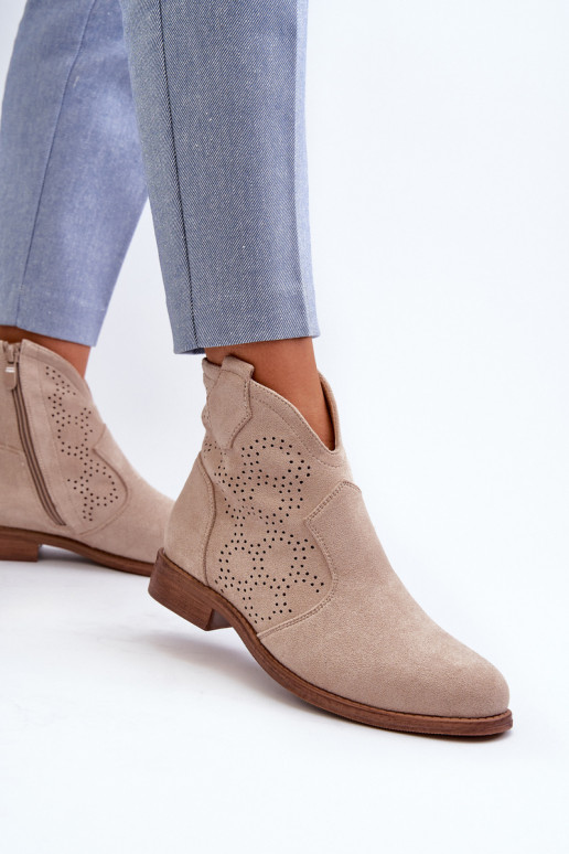 Botas a céu aberto Feminino com salto largo cor de marfim S.Barski HY66-151