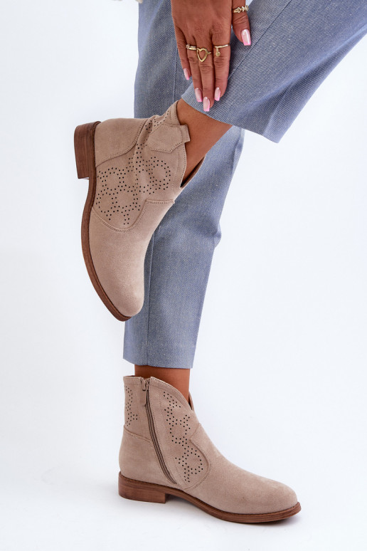 Botas a céu aberto Feminino com salto largo cor de marfim S.Barski HY66-151