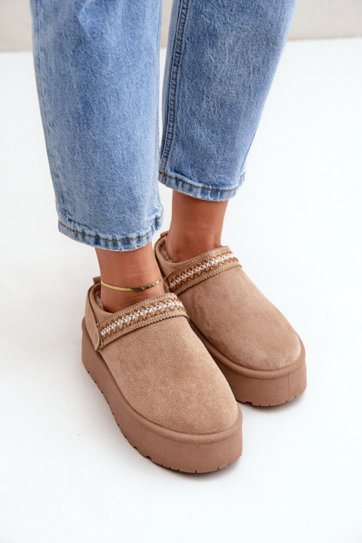 Botas de neve Com decorações Haftem bege Selithria