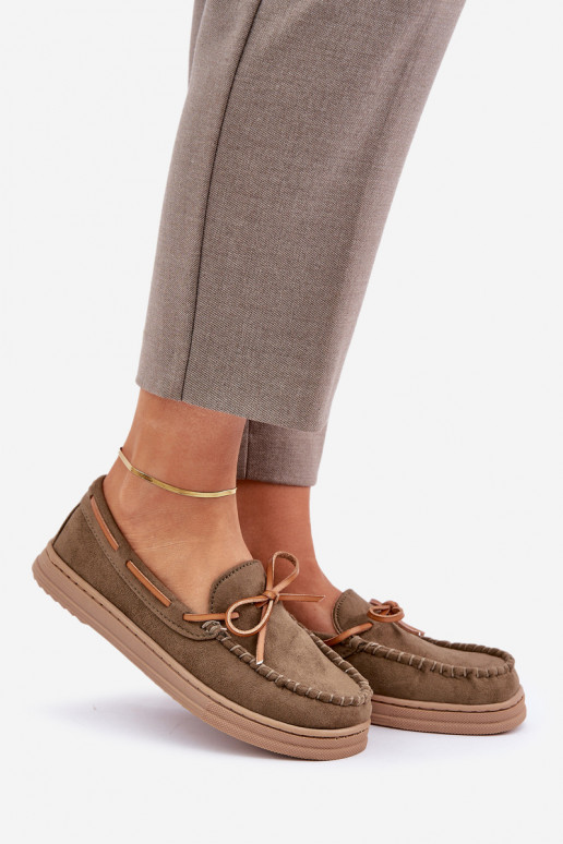 mocassins femininos Em sola plana cor cáqui Timannie