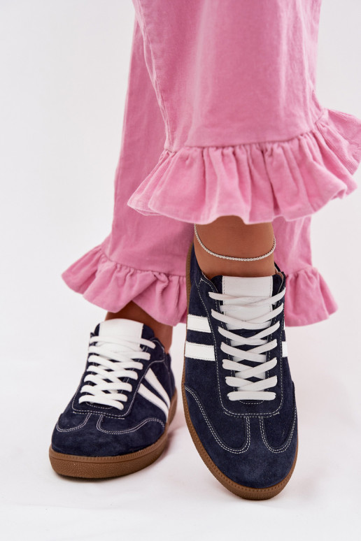 Zazoo N1068 de camurça Baixo À modalo de tênis Feminino azul escuro