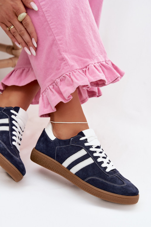 Zazoo N1068 de camurça Baixo À modalo de tênis Feminino azul escuro