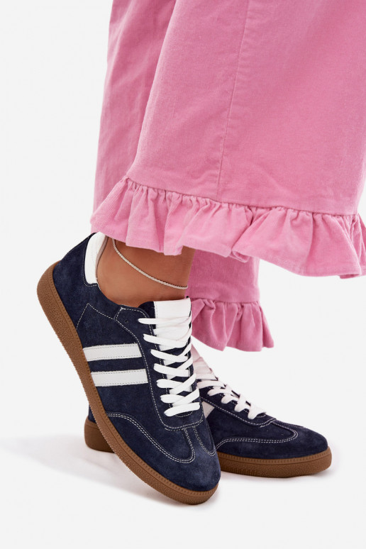 Zazoo N1068 de camurça Baixo À modalo de tênis Feminino azul escuro