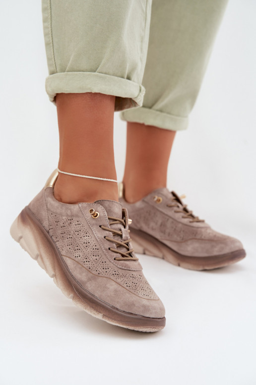 Pele À modalo de tênis Feminino com elementos abertos Sergio Leone SP-002 cor cinza