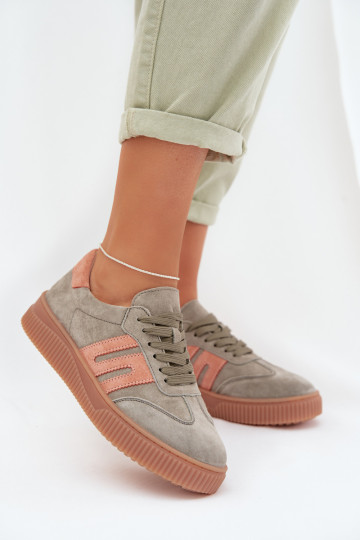 Tênis de mulher em estilo esportivo de camurça natural verdes Delyssia