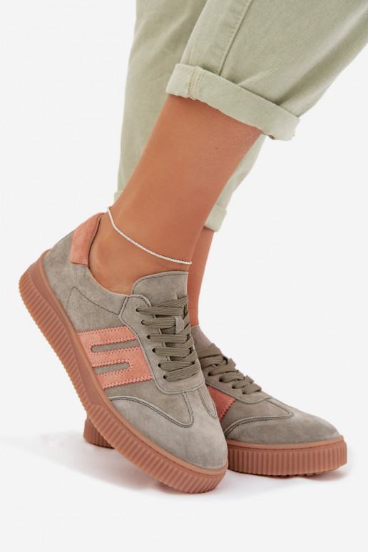 À modalo de tênis FemininoHabilitadoturalnego de camurçau cor verde Delyssia