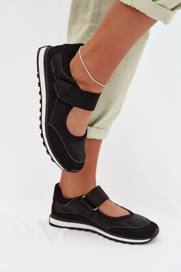 Sapatos de estilo esportivo Feminino com fixadores adesivos cor preta Aveliette