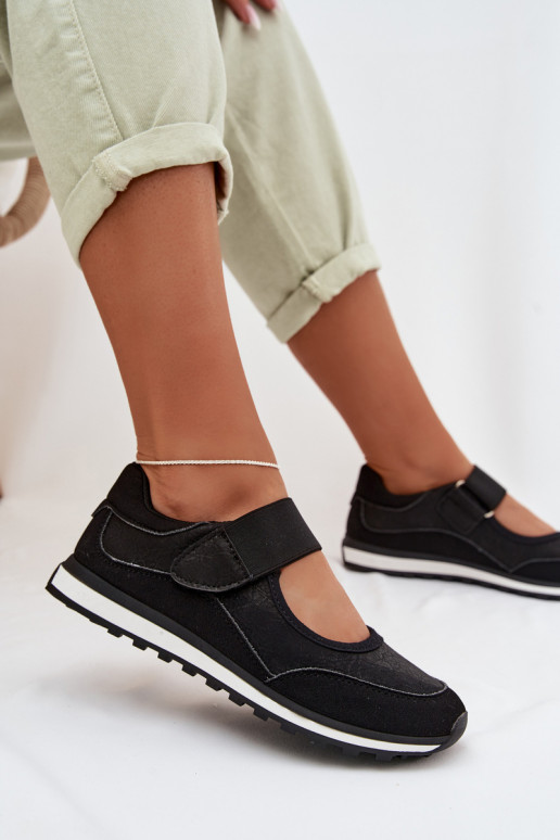 Sapatos de estilo esportivo Feminino com fixadores adesivos cor preta Aveliette