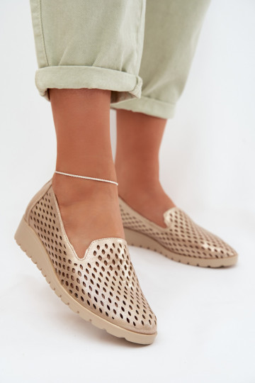 Sapatos de mulher com detalhes recortados dourados Flariette