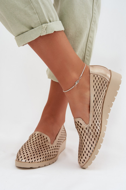 com elementos abertos sapato Feminino cor dourada Flariette