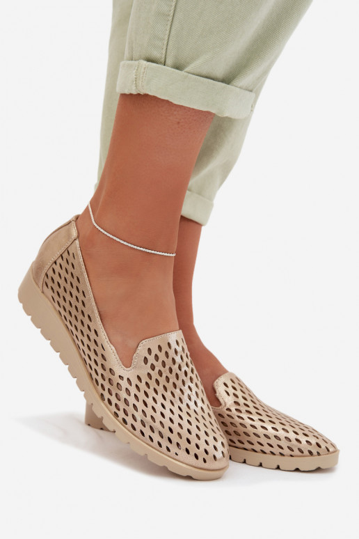 com elementos abertos sapato Feminino cor dourada Flariette