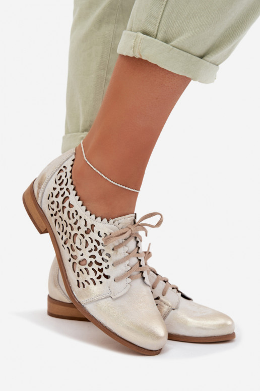 Pele com elementos abertos sapato Feminino Zazoo 3195 cor dourada