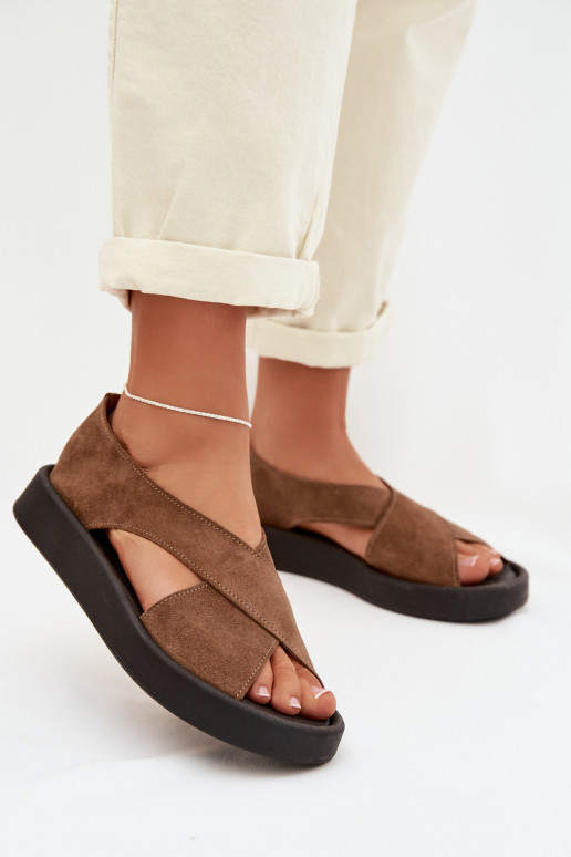 Sandálias femininasHabilitadoturalnego de camurçau Zazoo 3196 cor marrom