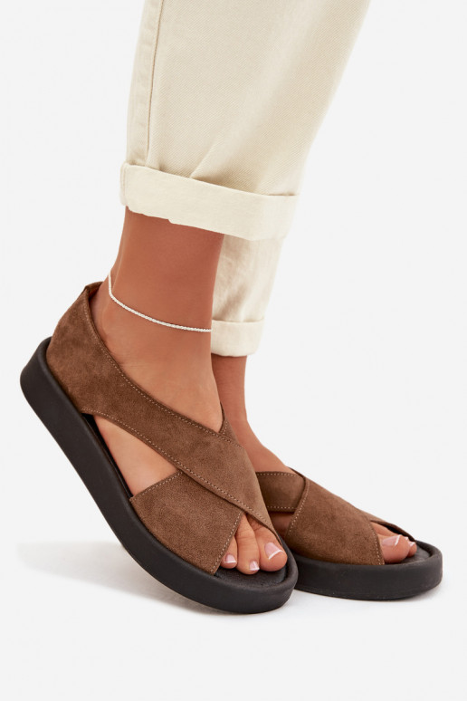 Sandálias femininasHabilitadoturalnego de camurçau Zazoo 3196 cor marrom