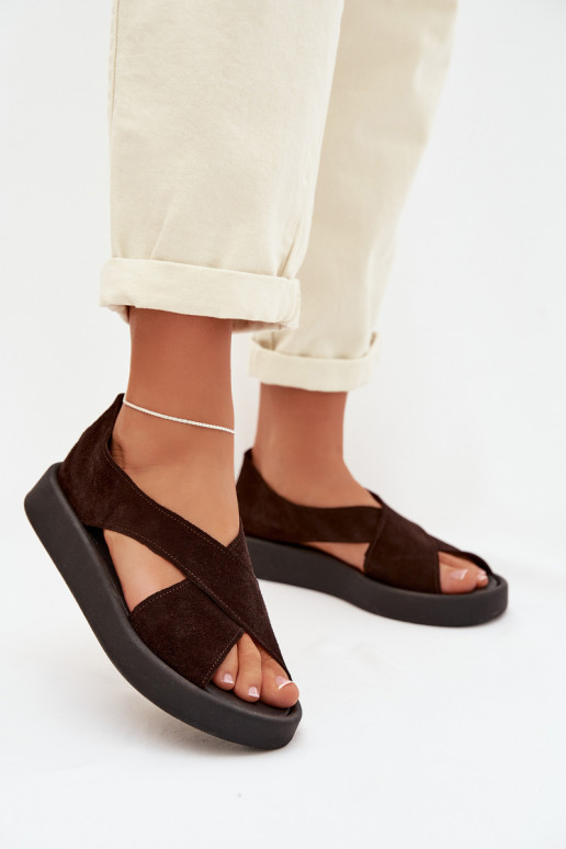 Sandálias femininasHabilitadoturalnego de camurçau Zazoo 3196 CzekoladoParae