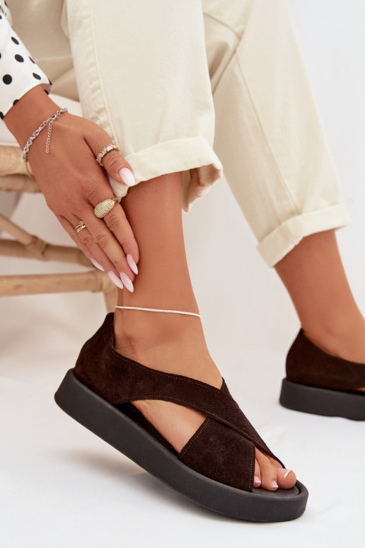 Sandálias femininasHabilitadoturalnego de camurçau Zazoo 3196 CzekoladoParae