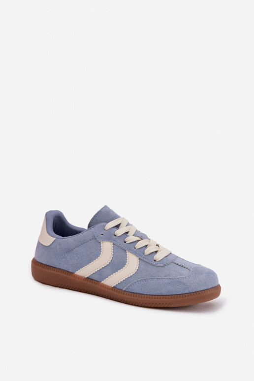 À modalo de tênis Femininode camurça ecológicau cor azul Jesavella