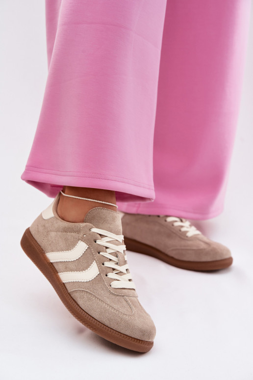 À modalo de tênis Femininode camurça ecológicau bege Jesavella