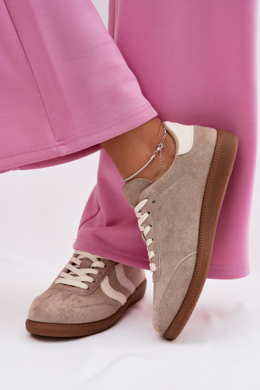 À modalo de tênis Femininode camurça ecológicau bege Jesavella