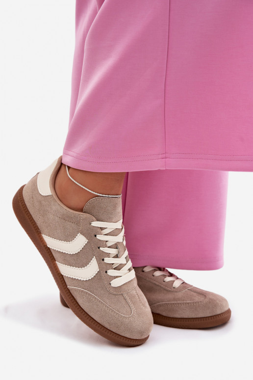 À modalo de tênis Femininode camurça ecológicau bege Jesavella