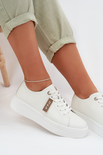 À modalo de tênis FemininoHabilitadoturalnej Skóry D&A GR61-5591 cor branca