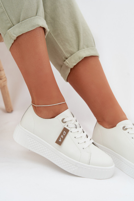 À modalo de tênis FemininoHabilitadoturalnej Skóry D&A GR61-5591 cor branca