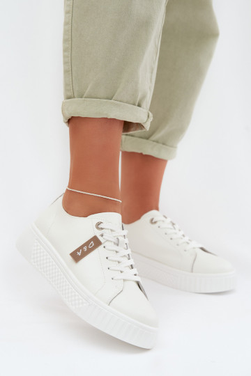 À modalo de tênis FemininoHabilitadoturalnej Skóry D&A GR61-5591 cor branca 2