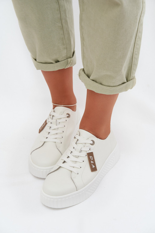 À modalo de tênis FemininoHabilitadoturalnej Skóry D&A GR61-5591 cor branca