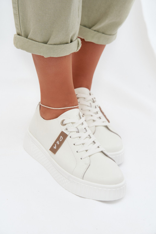 À modalo de tênis FemininoHabilitadoturalnej Skóry D&A GR61-5591 cor branca