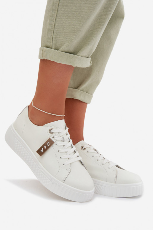 À modalo de tênis FemininoHabilitadoturalnej Skóry D&A GR61-5591 cor branca