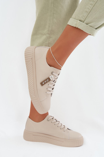 À modalo de tênis FemininoHabilitadoturalnej Skóry D&A GR61-5591 bege