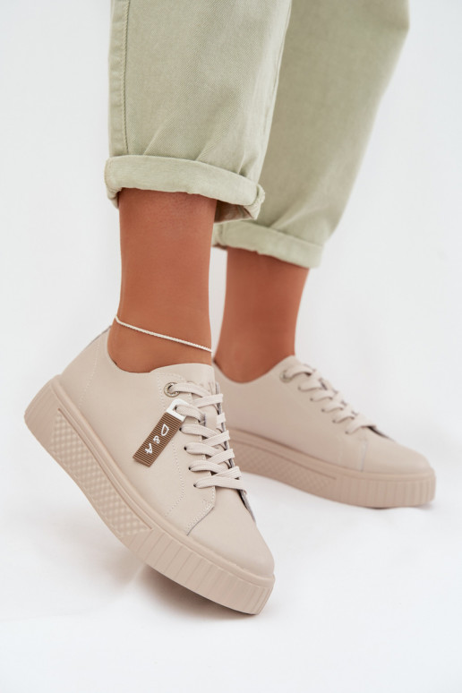 À modalo de tênis FemininoHabilitadoturalnej Skóry D&A GR61-5591 bege