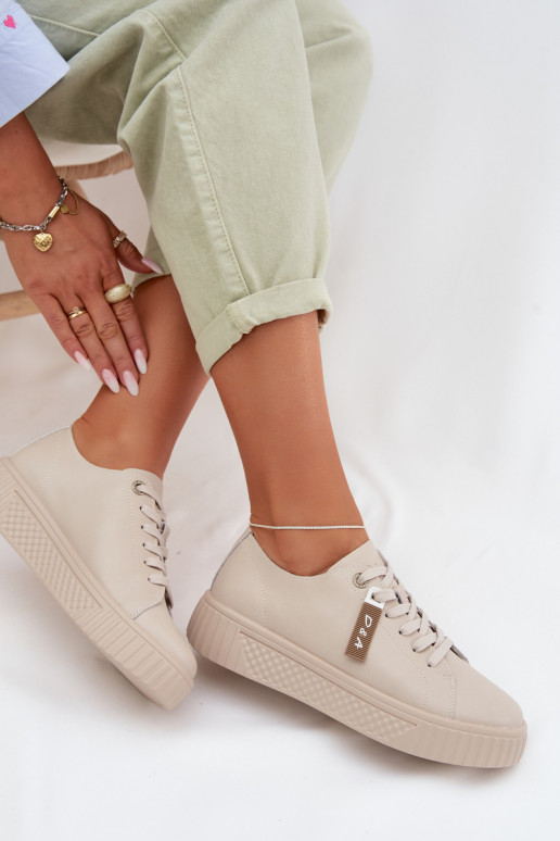 À modalo de tênis FemininoHabilitadoturalnej Skóry D&A GR61-5591 bege