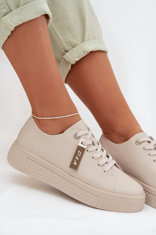 À modalo de tênis FemininoHabilitadoturalnej Skóry D&A GR61-5591 bege