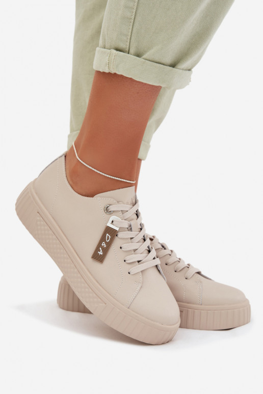 À modalo de tênis FemininoHabilitadoturalnej Skóry D&A GR61-5591 bege