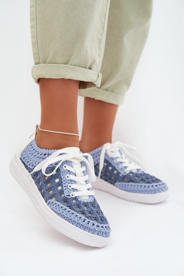 com escritos Pele sapato Feminino D&A GR61-5951 cor azul 2